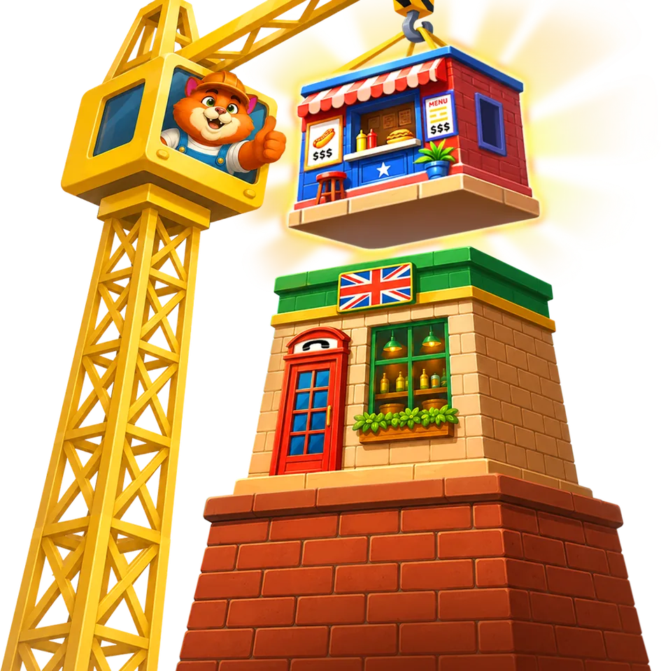 The crane places the next block – MegaBlock Empire